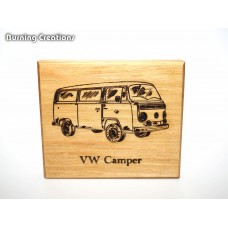 95x80mm Solid Wooden Pine Ornament - Classic VW Camper Van