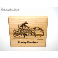 95x80mm Solid Wooden Pine Ornament - Harley Davidson Motorcycle