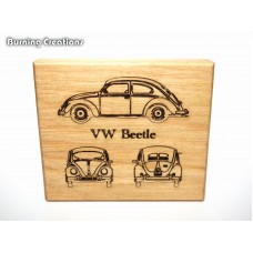 95x80mm Solid Wooden Pine Ornament - Classic VW Beetle