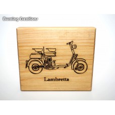 95x80mm Solid Wooden Pine Ornament - Classic Lambretta Moped